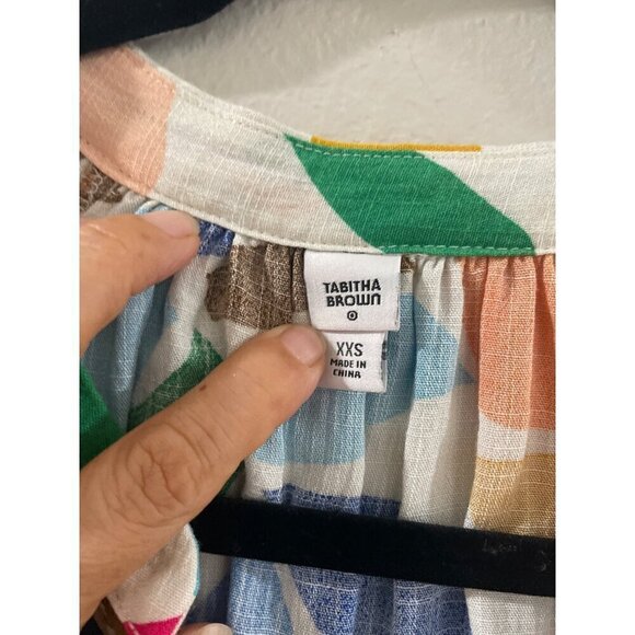 Tabitha Brown Women Summer Shirt oversized Dress Multicolor leaves with pocket - Picture 3 of 9